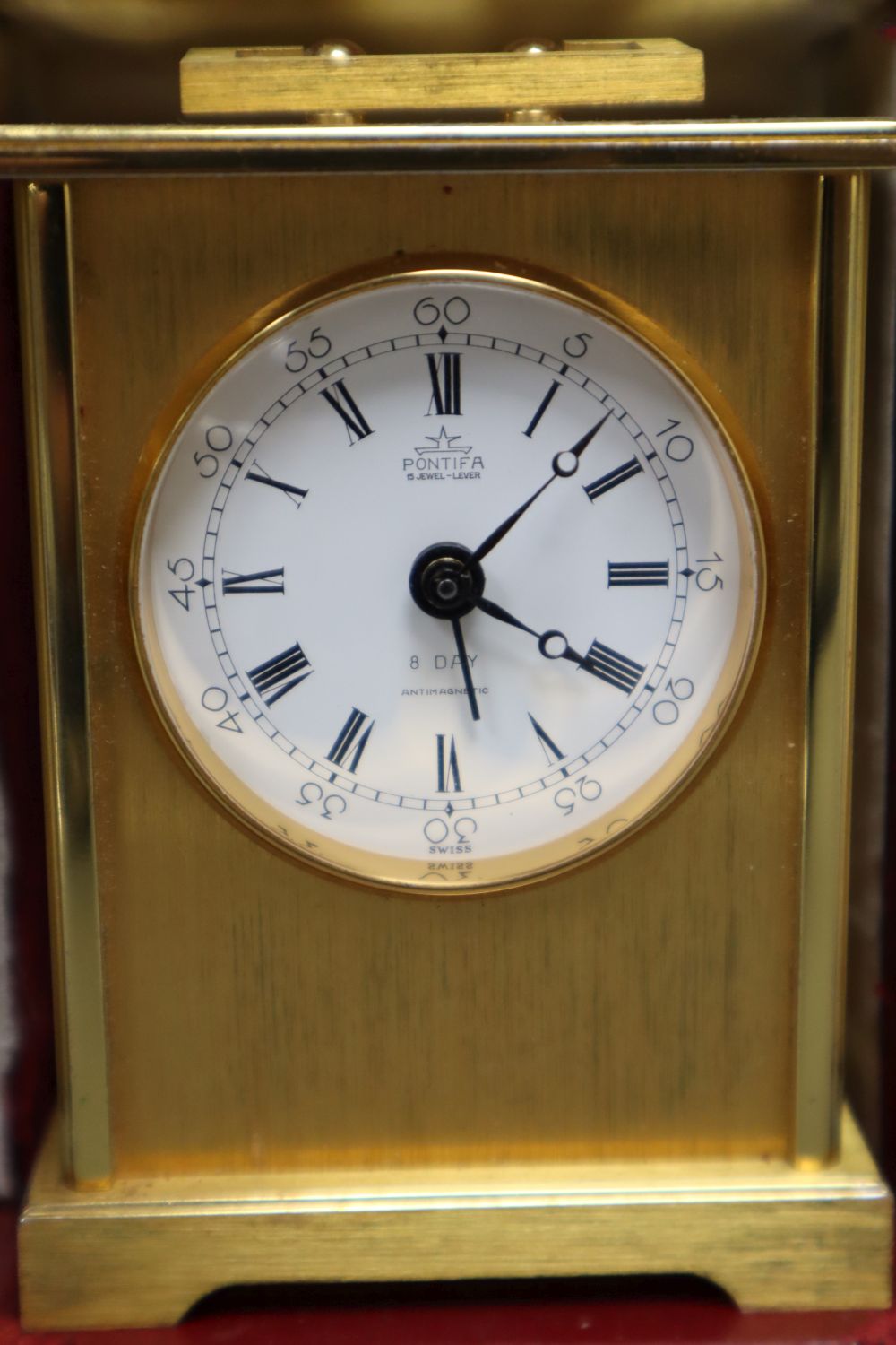 A cased Pontifa carriage timepiece, height 11.5cm incl. case